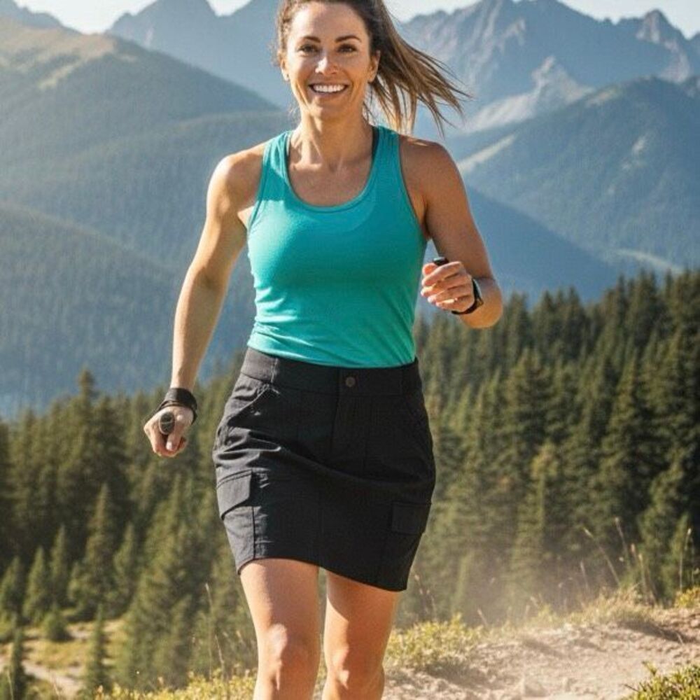 Athleta Black Cargo Skort Size 6 Athletic Hiking Golf Travel Built-In Shorts Poc